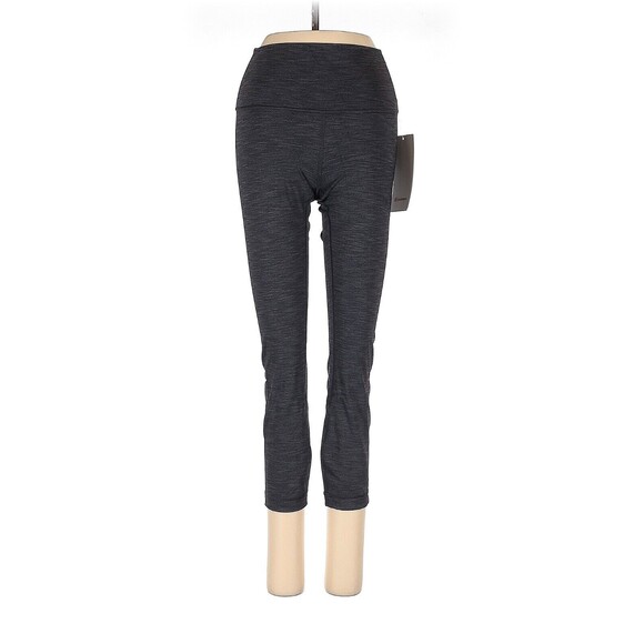 LULULEMON ATHLETICA Heathered Black Wunder Under HR Crop 23" FLux Leggings- US 4 - Picture 1 of 8